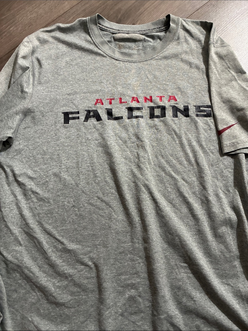 Nike Gray Atlanta Falcons Graphic Tee with Red Accent